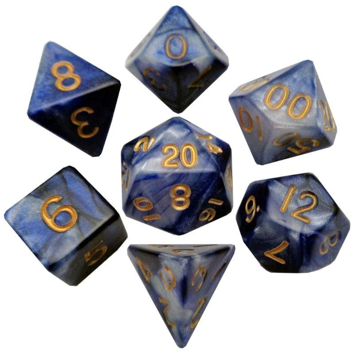 Dice - Combo Attack Acrylic - Blue/White w/Gold (MDG)