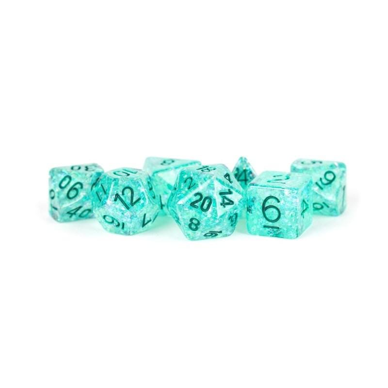 Metallic Dice Games Dice Dice - Flash Resin Polyhedrals - Teal (MDG)