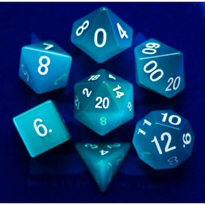 Metallic Dice Games Dice Dice - Gemstone Polyhedrals - Cat's Eye Aquamarine (MDG)