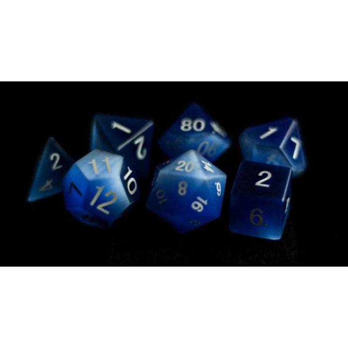 Dice - Gemstone Polyhedrals - Cat's Eye Frosted Blue (MDG)