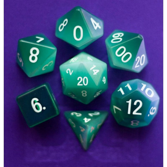 Dice - Gemstone Polyhedrals - Cat's Eye Mint Green (MDG)