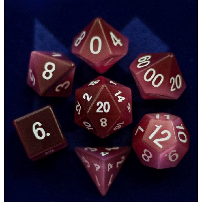 Dice - Gemstone Polyhedrals - Cat's Eye Pink (MDG)