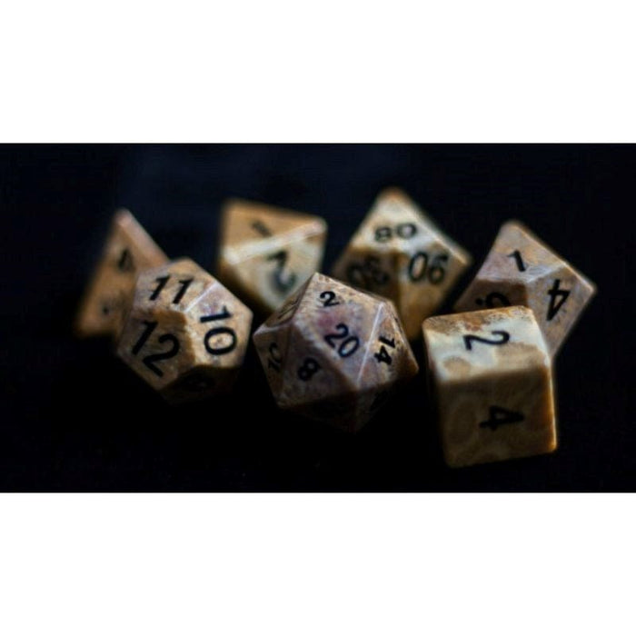Dice - Gemstone Polyhedrals - Coral Fossil (MDG)