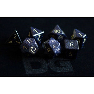 Metallic Dice Games Dice Dice - Gemstone Polyhedrals - Engraved Blue Sandstone (MDG)