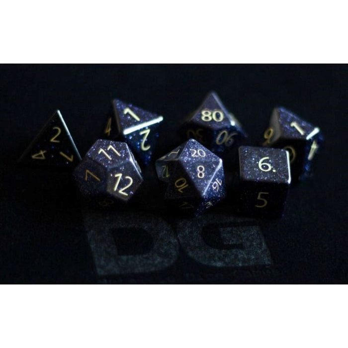 Dice - Gemstone Polyhedrals - Engraved Blue Sandstone (MDG)