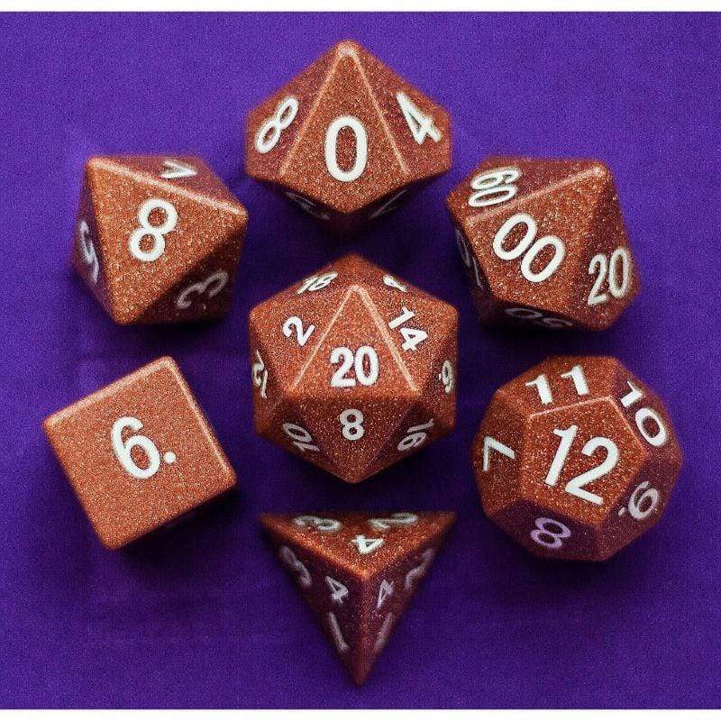 Metallic Dice Games Dice Dice - Gemstone Polyhedrals - Goldstone (MDG)