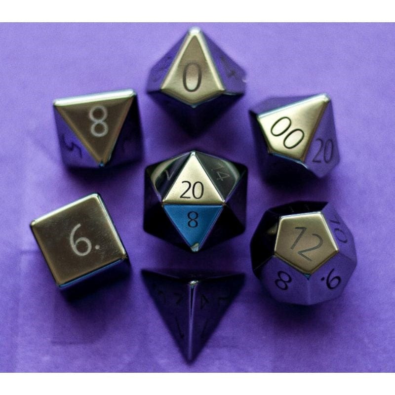 Metallic Dice Games Dice Dice - Gemstone Polyhedrals - Hematite (MDG)