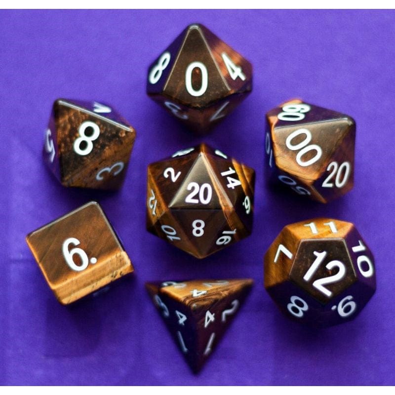 Metallic Dice Games Dice Dice - Gemstone Polyhedrals - Tiger Eye (MDG)