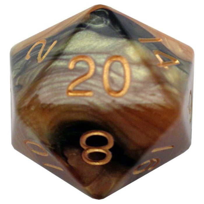 Dice - Mega Acrylic d20 - Black/Yellow w/ Gold Numbers (MDG)