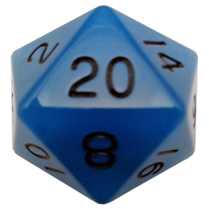 Dice - Mega Acrylic d20 - Glow Blue w/ Black Numbers (MDG)