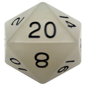 Metallic Dice Games Dice Dice - Mega Acrylic d20 - Glow Clear w/ Black Numbers (MDG)