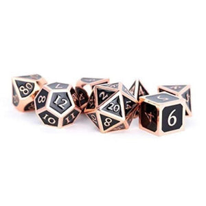 Metallic Dice Games Dice Dice - Metal Polyhedrals - 16mm Antique Copper with Black Enamel (MDG)