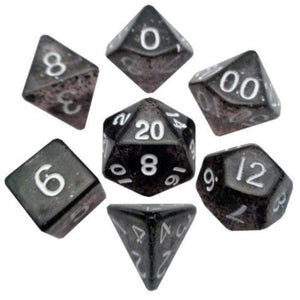 Metallic Dice Games Dice Dice - Mini Polyhedrals - Ethereal Black with White Numbers (MDG)