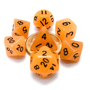 Metallic Dice Games Dice Dice - Mini Polyhedrals - Glow Orange with Black Numbers (MDG)