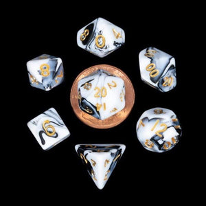 Metallic Dice Games Dice Dice - Mini Polyhedrals - Marble w/ Gold Numbers (MDG)