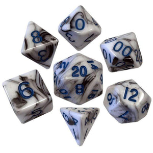 Metallic Dice Games Dice Dice - Mini Polyhedrals - Marble with Blue Numbers (MDG)