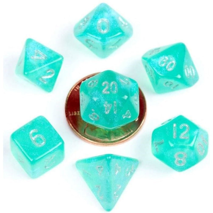 Dice - Mini Polyhedrals - Stardust Teal (MDG)