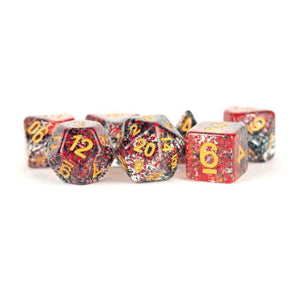 Metallic Dice Games Dice Dice - Particle Resin Polyhedrals - Red/Black (MDG)
