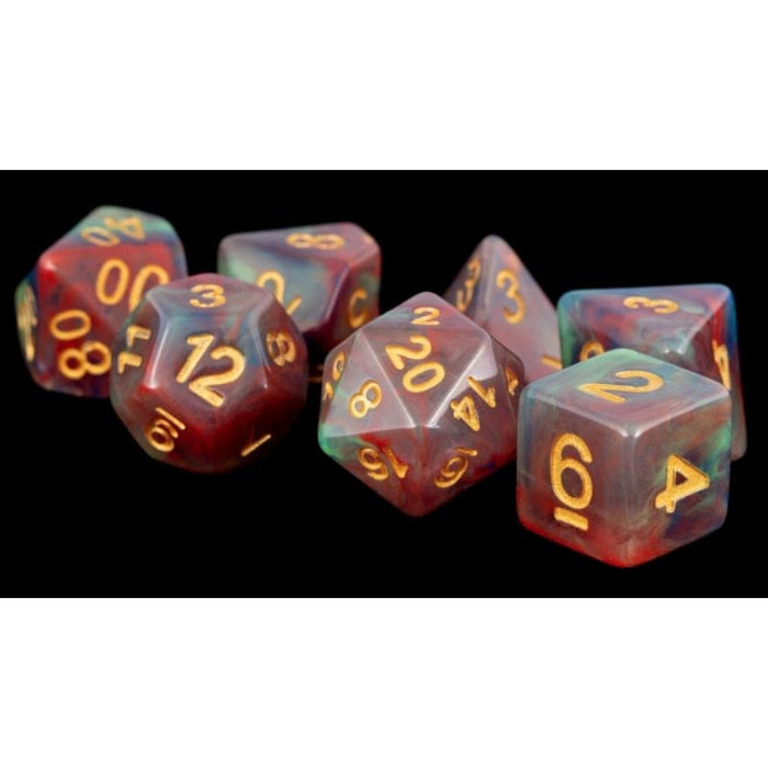 Dice - Resin Polyhedral - Red Pearl Swirl (MDG)