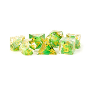 Metallic Dice Games Dice Dice - Sharp Edge Resin Polyhedrals - Frog Dice (MDG)