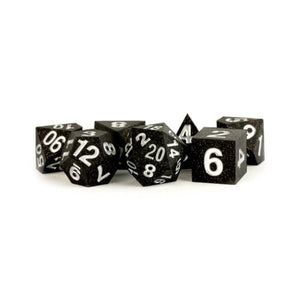 Metallic Dice Games Dice Dice - Sharp Edge Silicone Rubber Polyhedrals - Gold Scatter (MDG)