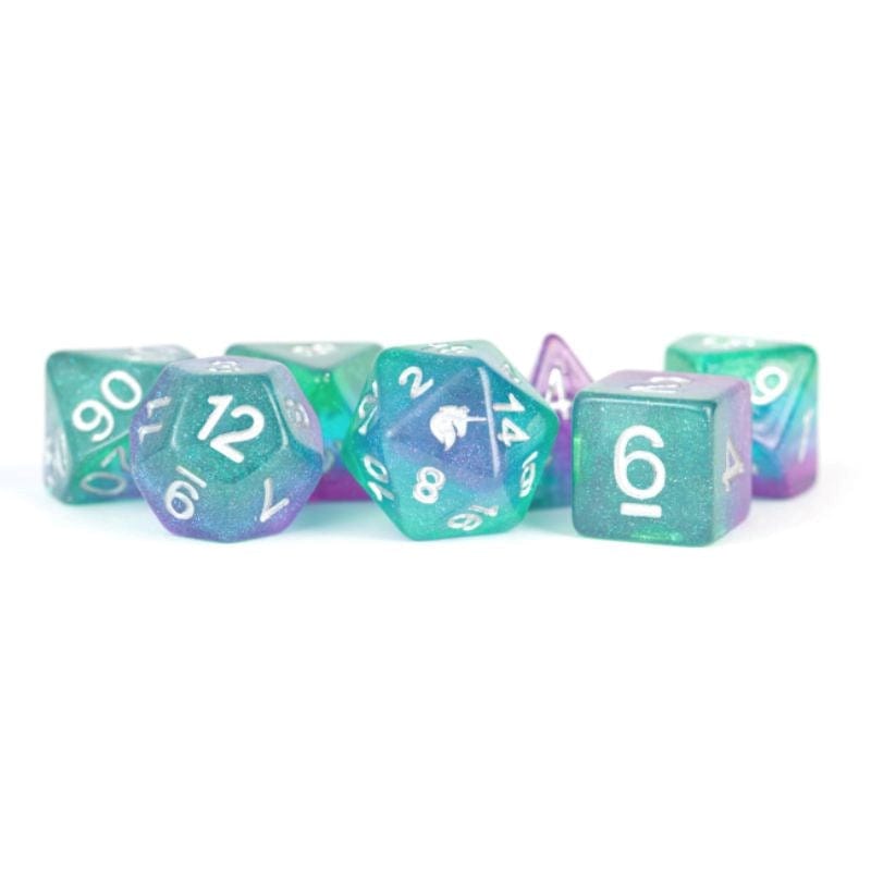 Metallic Dice Games Dice Dice - Unicorn Resin Polyhedral - Unicorn Aurora (MDG)