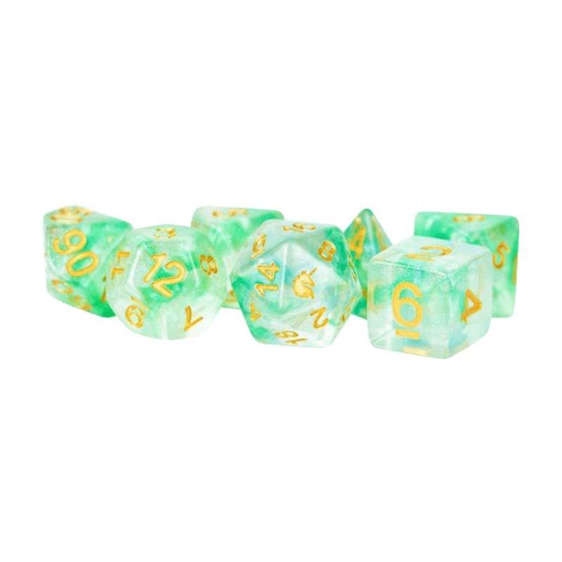 Metallic Dice Games Dice Dice - Unicorn Resin Polyhedrals - Icy Everglades