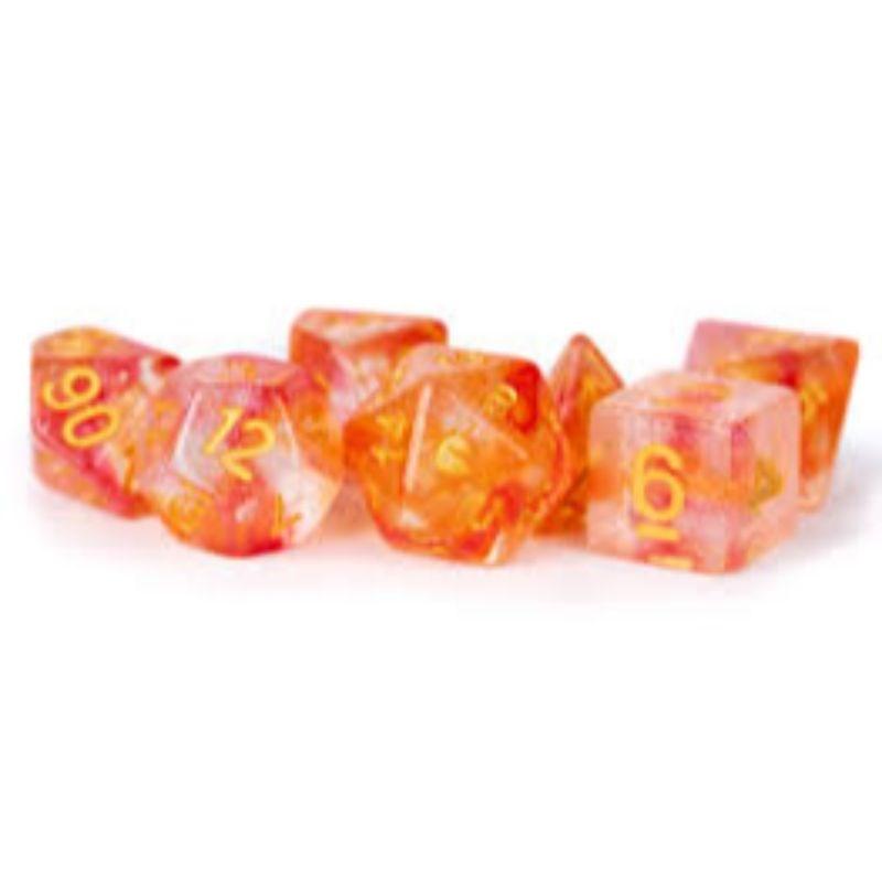 Metallic Dice Games Dice Dice - Unicorn Resin Polyhedrals - Mystic Embers