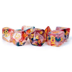 Metallic Dice Games Dice Dice - Unicorn Resin Polyhedrals - Phoenix Ash