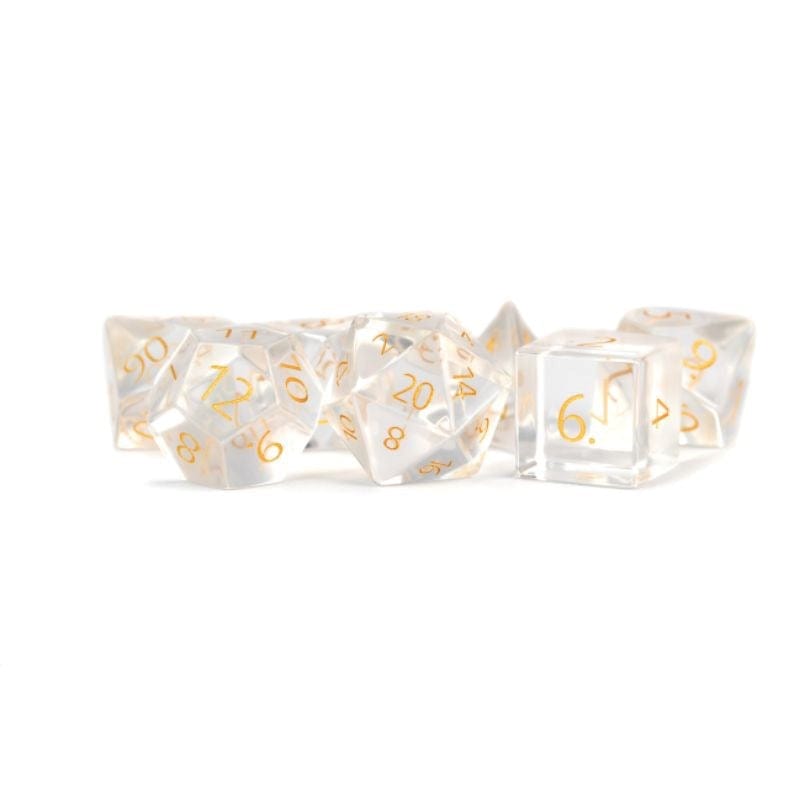 Metallic Dice Games Dice Dice - Zircon Glass Birthstone Polyhedrals - April Diamond (MDG)