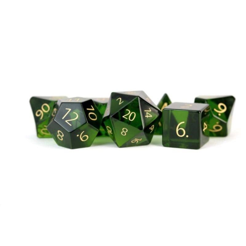 Metallic Dice Games Dice Dice - Zircon Glass Birthstone Polyhedrals - August Peridot (MDG)