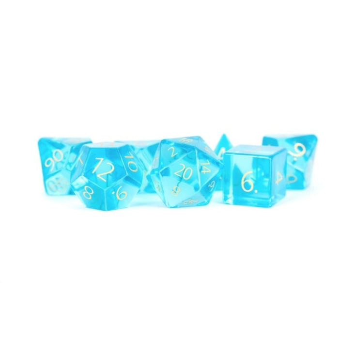 Dice - Zircon Glass Birthstone Polyhedrals - December Topaz (MDG)