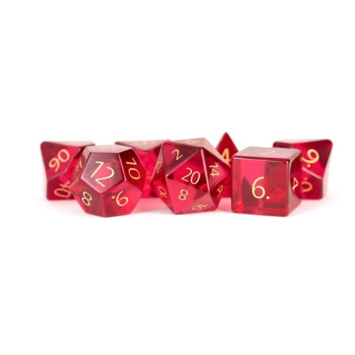 Dice - Zircon Glass Birthstone Polyhedrals - July Ruby (MDG)