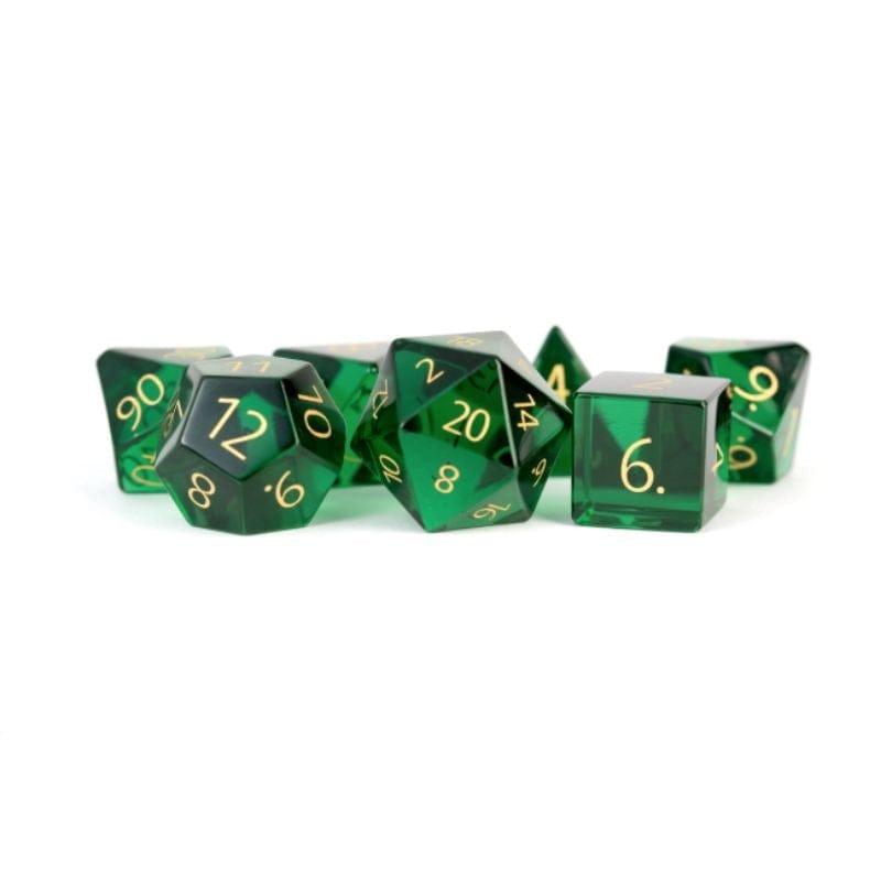 Metallic Dice Games Dice Dice - Zircon Glass Birthstone Polyhedrals - May Emerald (MDG)
