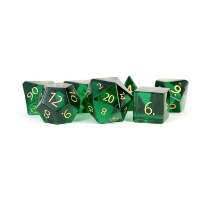 Dice - Zircon Glass Birthstone Polyhedrals - May Emerald (MDG)