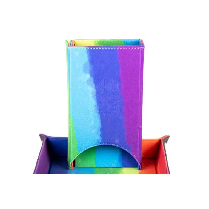 Folding Velvet Dice Tower - Watercolour Rainbow (MDG)