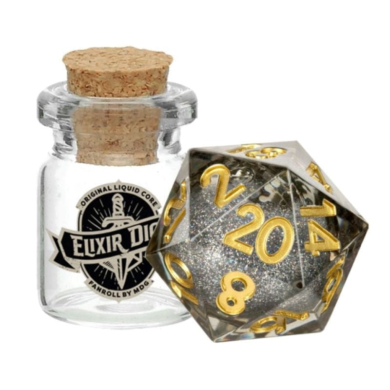 Metallic Dice Games Dice Individual d20 - Liquid Core - Vanishing Oil (15/05/23 release)