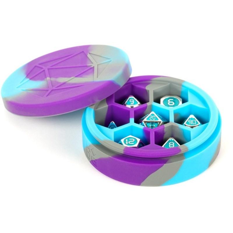 Metallic Dice Games Dice Silicone Round Dice Case - Purple/Gray/Light Blue (MDG)