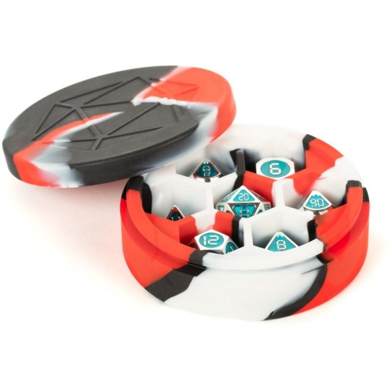 Metallic Dice Games Dice Silicone Round Dice Case - Red/Black/White (MDG)