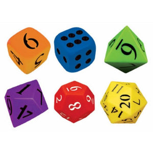 Modern Teaching Aids Dice Dice - Giant PVC Polyhedral - Set of 6