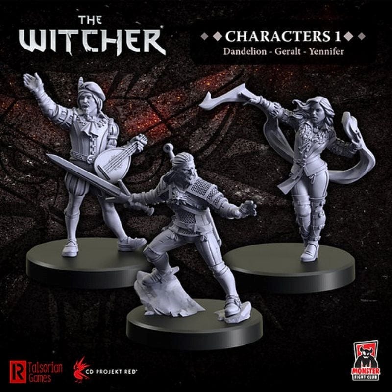 Monster Fight Club Miniatures The Witcher Miniatures - Characters 1 - Geralt, Yennifer, Dandelion