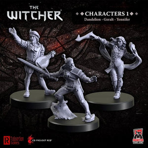 Monster Fight Club Miniatures The Witcher Miniatures - Characters 1 - Geralt, Yennifer, Dandelion