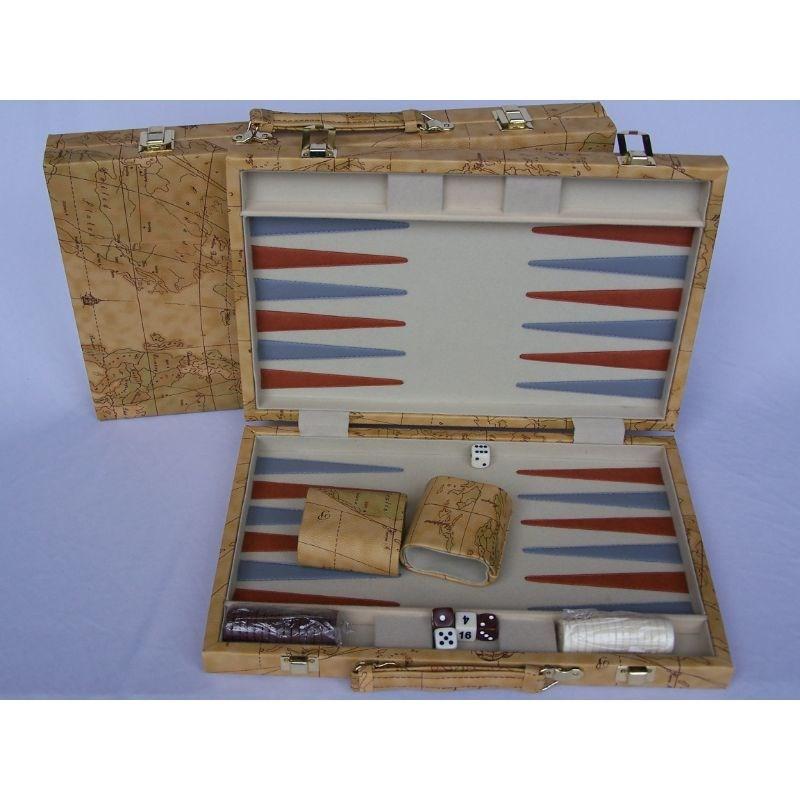 Puzzles and Games Specialists Classic Games Backgammon - 15â World Map Yellow Vinyl