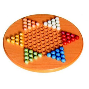 Puzzles and Games Specialists Classic Games Chinese Checkers - Wooden Board with Marble Men 12"