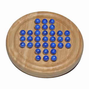 Puzzles and Games Specialists Classic Games Solitaire - Wooden Round with Marbles 8.5"