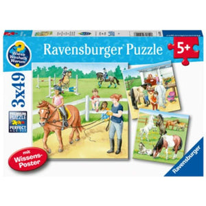Ravensburger Jigsaws A Day at the Stables Puzzle (3x49pc) Ravensburger