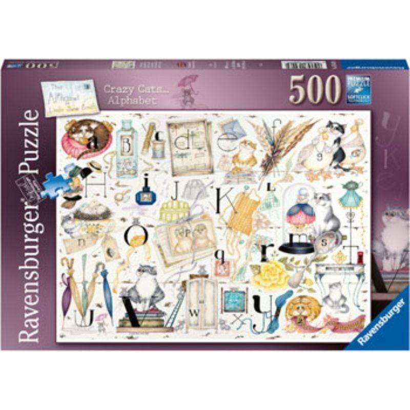 Ravensburger Jigsaws Crazy Cats Alphabet (500pc) Ravensburger