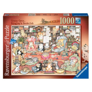 Ravensburger Jigsaws Crazy Cats - Bingley’s Bookclub (1000pc) Ravensburger