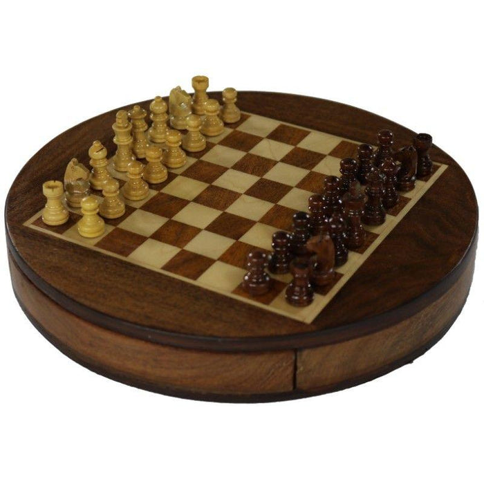 Chess Set - Beyton Magnetic Round Acacia 30cm (Royal Oak)