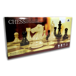 Ubon Classic Games Chess Set - Folding Magnetic Board Black & White 32cm
